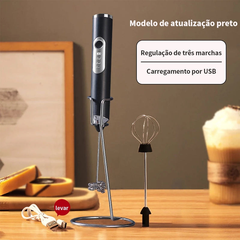 (COMPRE 1 LEVE 2) -  Batedor Misturador Mixer Elétrico para Bebidas Leite Café Portátil