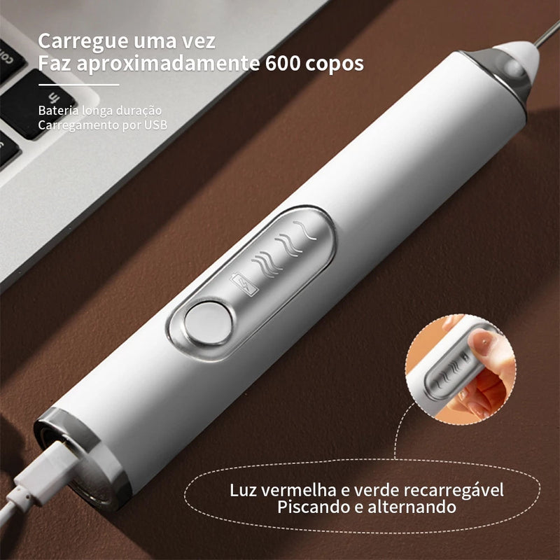 (COMPRE 1 LEVE 2) -  Batedor Misturador Mixer Elétrico para Bebidas Leite Café Portátil