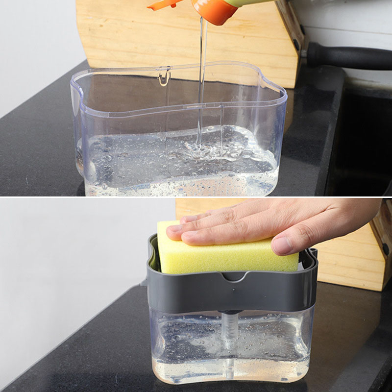 Dispenser Porta Sabão Detergente 2 Em 1 Suporte Para Esponja ZumaClean