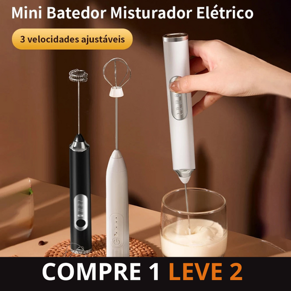 (COMPRE 1 LEVE 2) -  Batedor Misturador Mixer Elétrico para Bebidas Leite Café Portátil