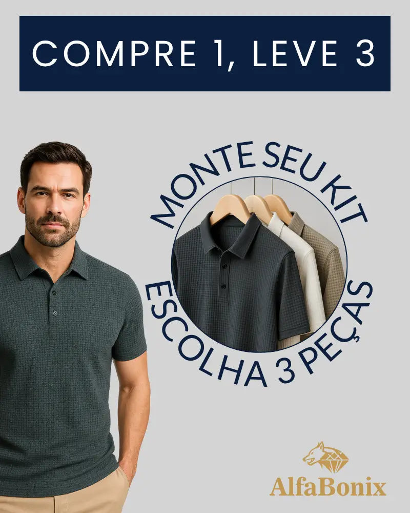 Kit 3 Camisas Polo Alfa – Compre 1, Leve 3 [Promoção]