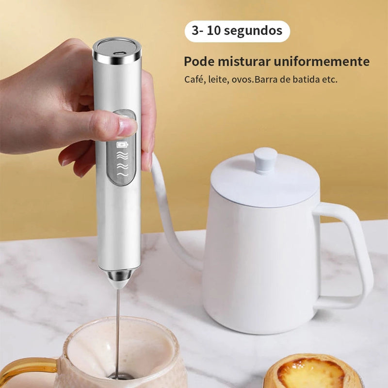 (COMPRE 1 LEVE 2) -  Batedor Misturador Mixer Elétrico para Bebidas Leite Café Portátil