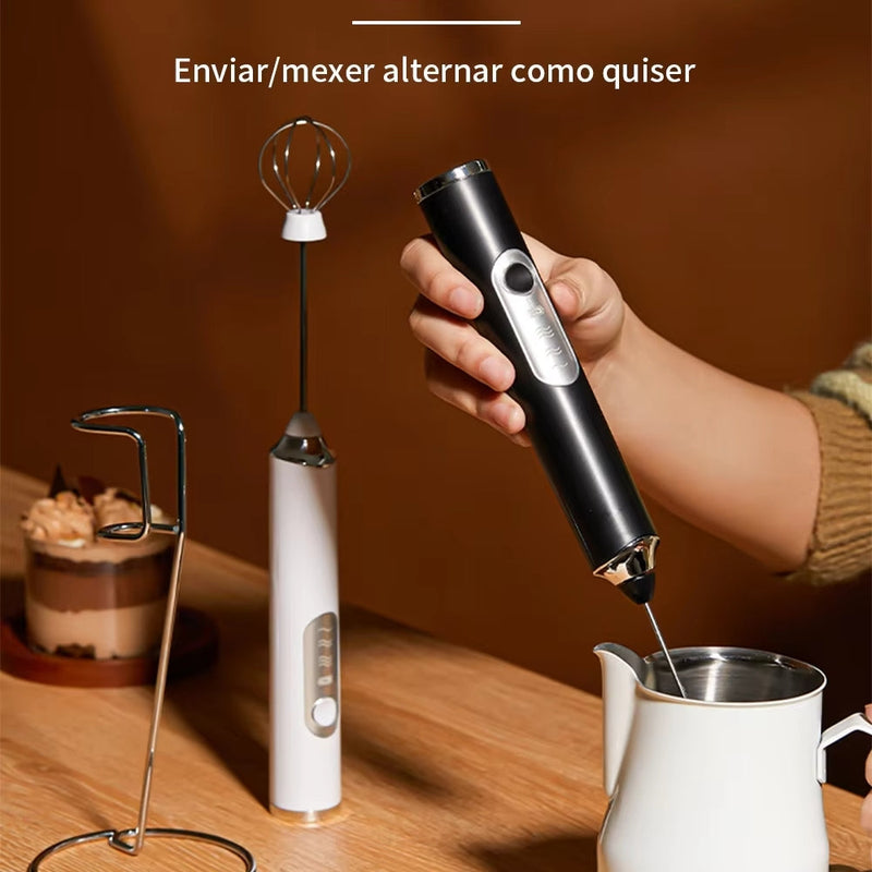 (COMPRE 1 LEVE 2) -  Batedor Misturador Mixer Elétrico para Bebidas Leite Café Portátil