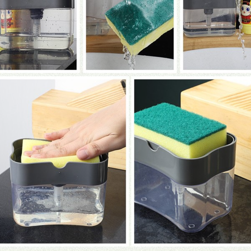 Dispenser Porta Sabão Detergente 2 Em 1 Suporte Para Esponja ZumaClean