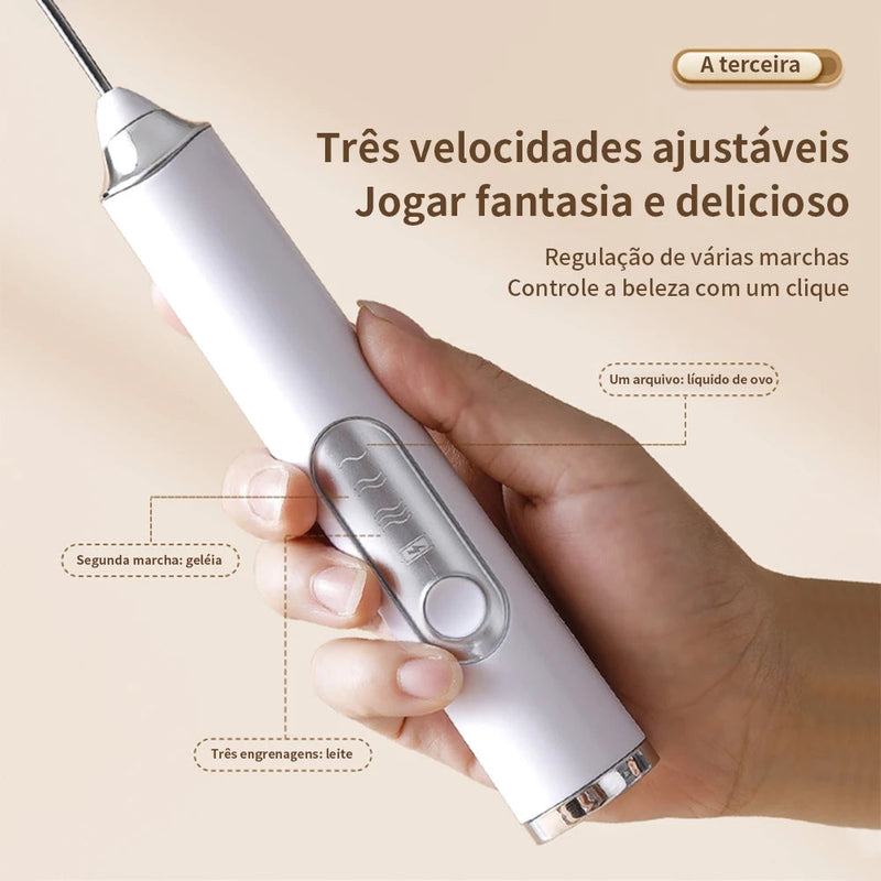 (COMPRE 1 LEVE 2) -  Batedor Misturador Mixer Elétrico para Bebidas Leite Café Portátil