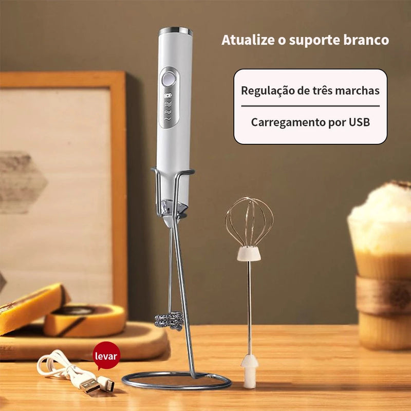 (COMPRE 1 LEVE 2) -  Batedor Misturador Mixer Elétrico para Bebidas Leite Café Portátil